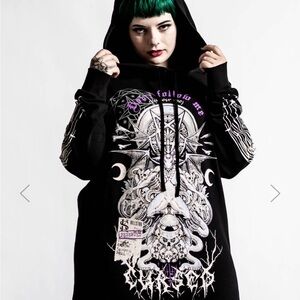 Killstar goth oversized long hoodie